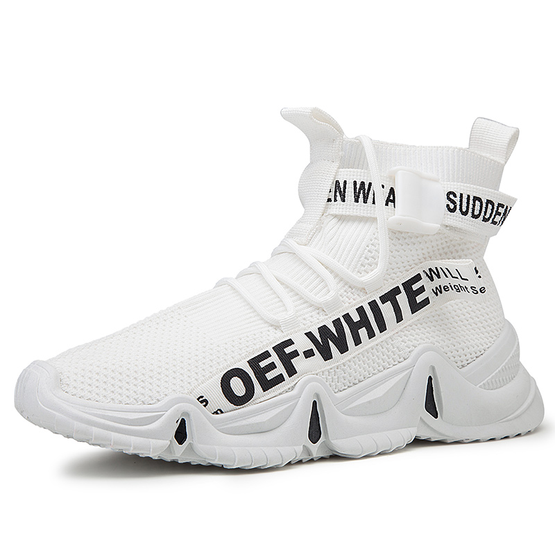 Outdoor Men Free Running for Men Jogging Walking Sports Shoes High Lace-up Athietic Breathable High Sneakers: White / 8