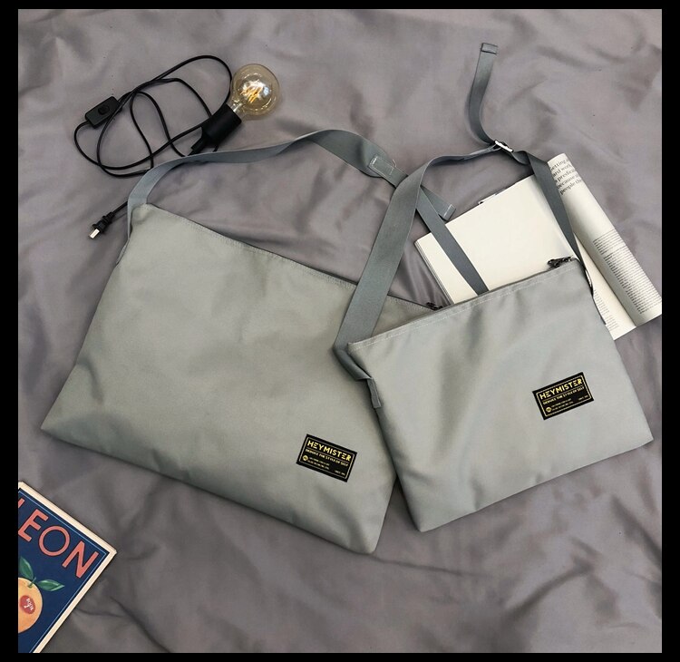 Original Aizatly Messenger bag couple Japanese casual large-capacity shoulder bag ins hip-hop simple satchel: Gray / L54x3x40cm