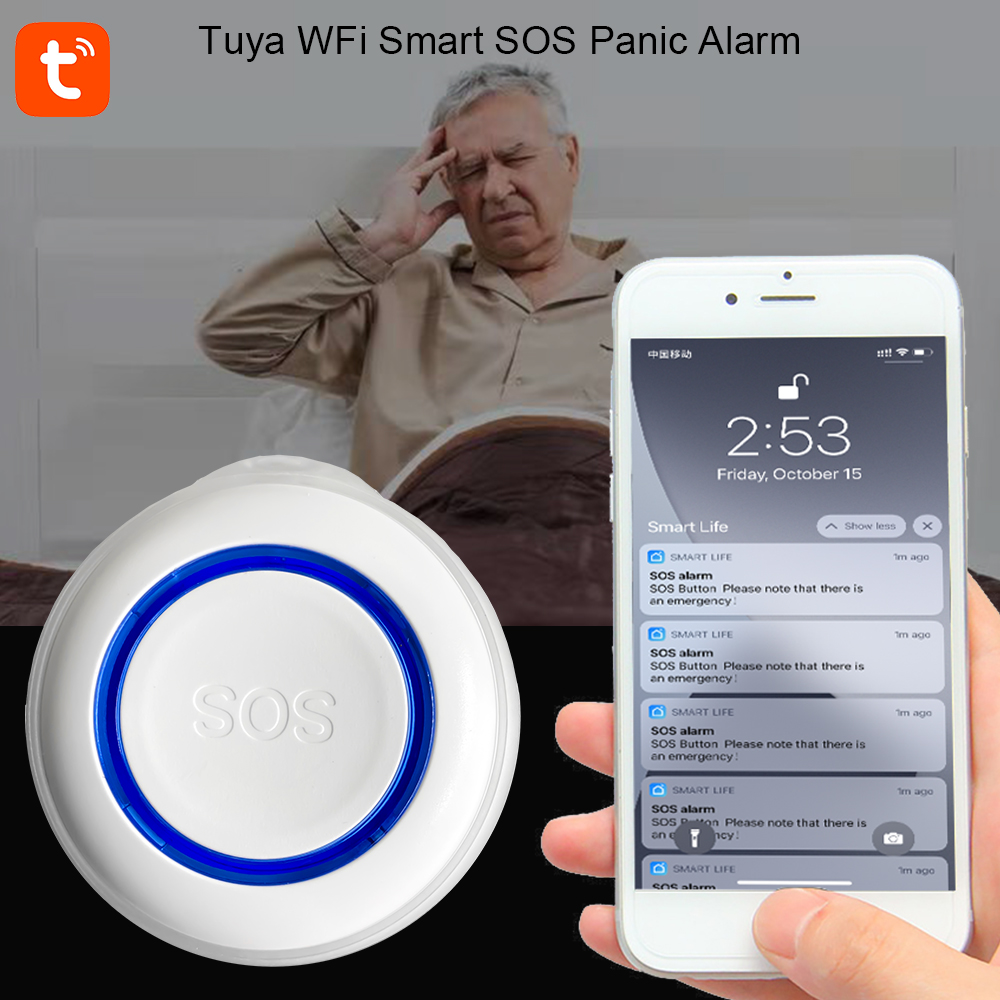 Tuya Smart Life Wifi Push Button Sos Emergency Button Alarm For Disabled People Or Old People Alarm Care For Elderly Sos Signals
