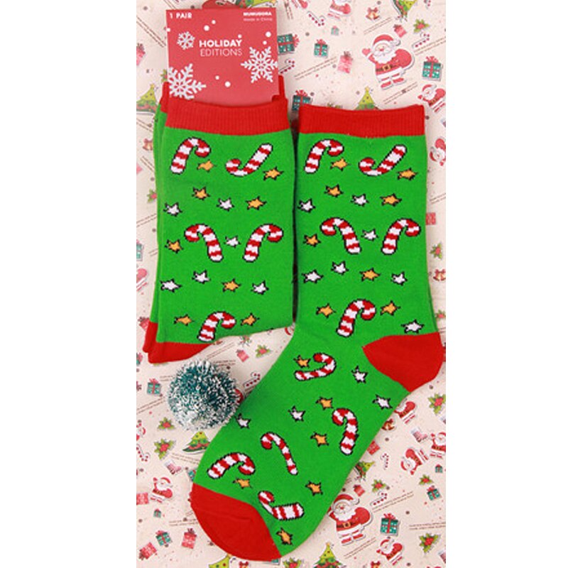 vrouwen Winter Sokken Kerst Cartoon Print Lange sokken Kerstcadeau Warme Zachte Kerstman Elanden sok: 14
