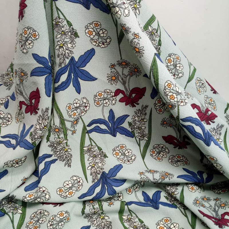 Chiffon stof sommer kjole materiale boble garn dobbelt rynke udskrivning chiffon blomstermotiver chiffon kjole stof: 1