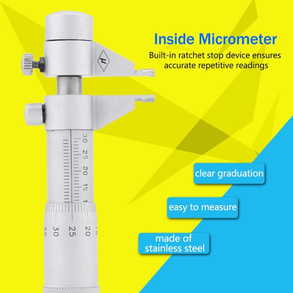Micrometer Set 5-30mm Range 0.01mm Inside Micrometer Hole Bore Internal Diameter Gage Gauge Measure Caliper Gauge Tool