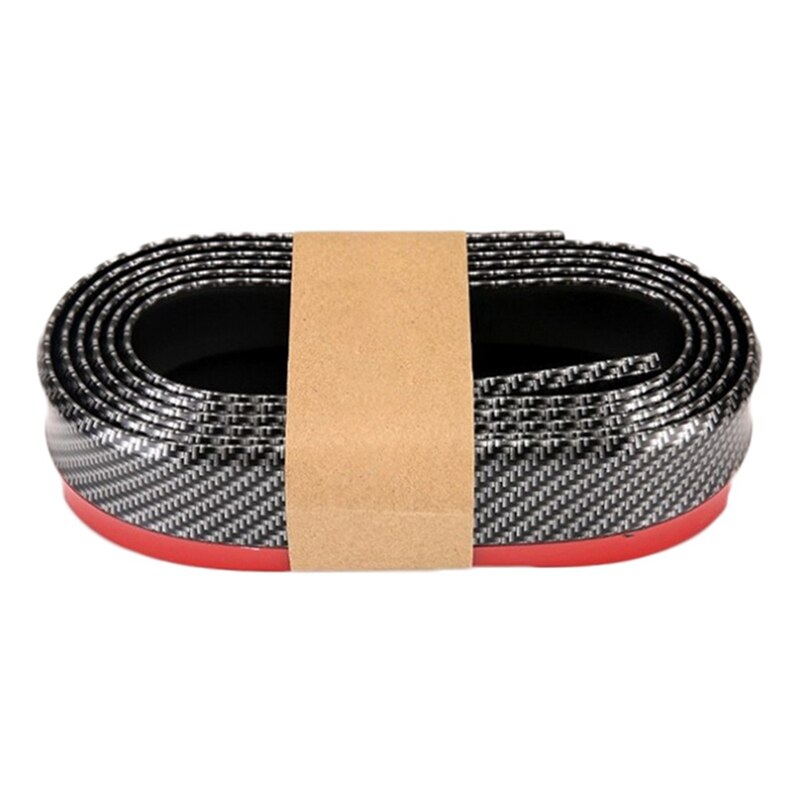 Banda de goma Universal para parachoques de labio para accesorios de coche, fibra de carbono suave frontal, 55mm de ancho, tira de 2,5 m de largo, exterior de coche: Carbon Fiber Black