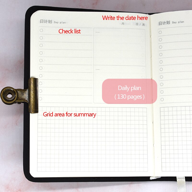 Yearly Agenda Planner Monthly Weekly Plan Portable A6 Kawaii Pocket Notebook Cute Diary Flower Journal Office Stationery