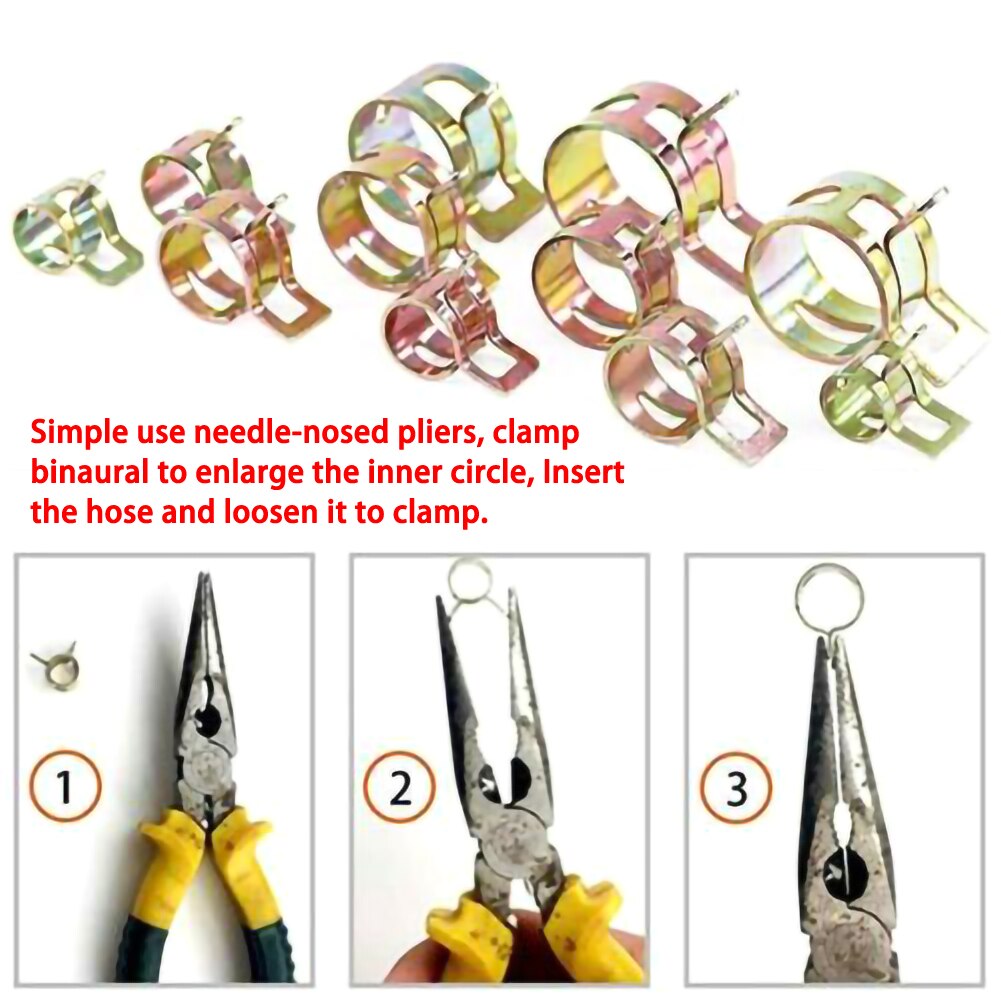 80PCS Strong Spring Clips Hose Clamps For Holding Tight On Fuel/Vacuum/Water Hose