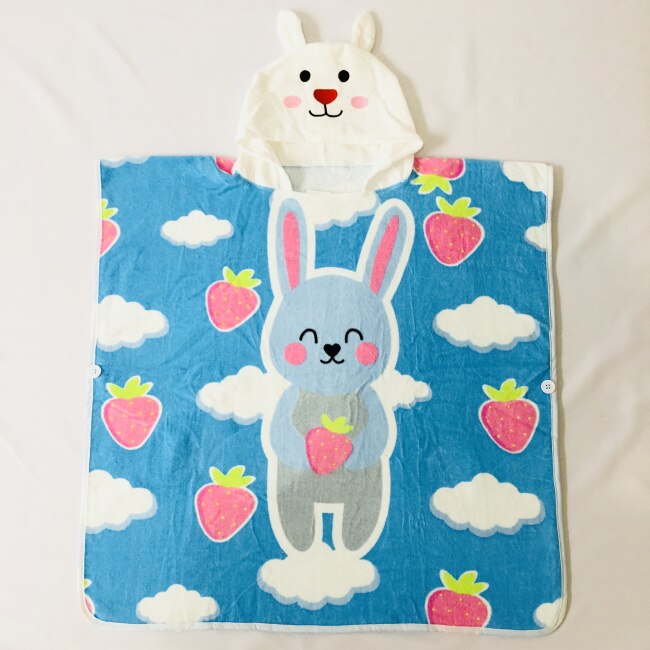 Grote Maat 70X70 Cm Roze Flamingo Kleurrijke Bunny Straberry Kinderen Badjas/Baby Hooded Strandlaken Poncho: Bunny Straberry