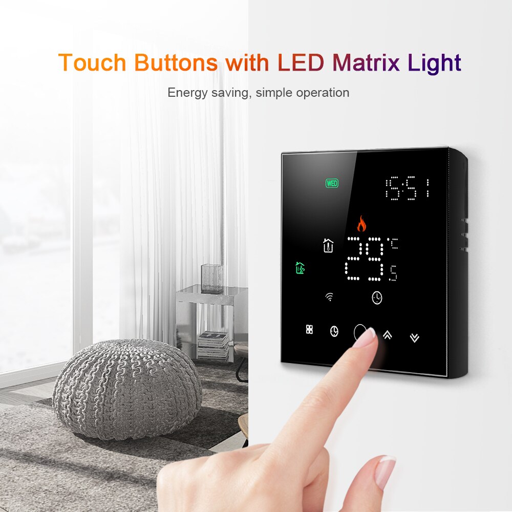95-240V Programmable Thermostat 5+1+1 Six Periods Digital Water Heating Thermoregulator Temperature Controller Touch Screen LCD