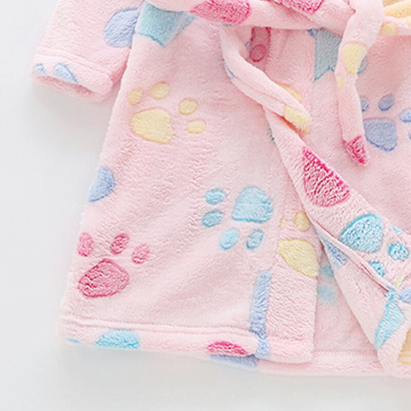 Toddler Kid Boys Girls Flannel Hooded Bathrobes Kids Rainbow Bath Robe Nightgown Pajamas Sleepwear Children Home Clothes