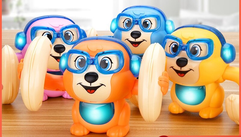 Banana rolling monkey Baby Toys Electric Flipping Monkey Light Music Children Animal Model Voice Control Induction Cartoon