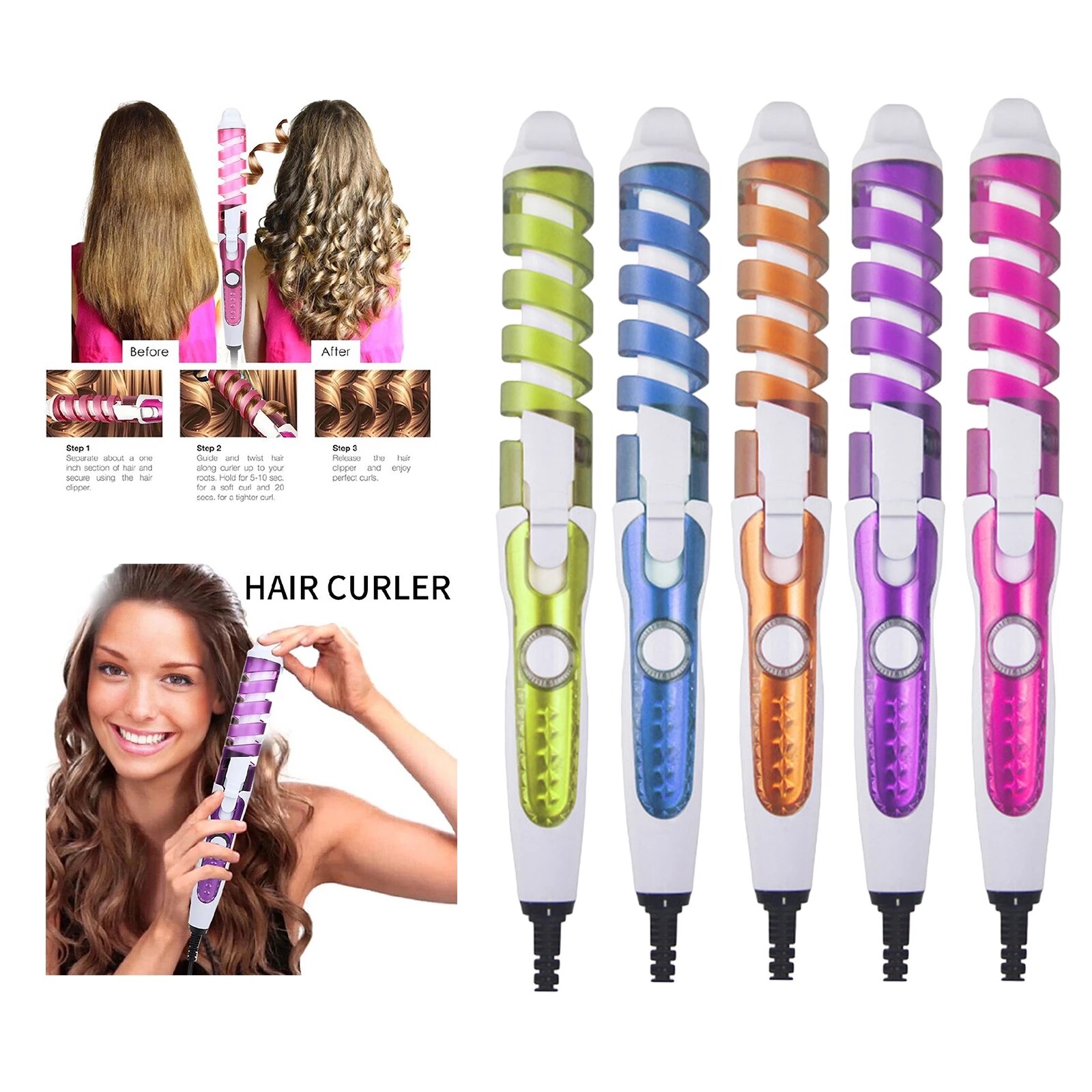 Magic Pro Hair Curlers Electric Curl Ceramic Spira. Grandado