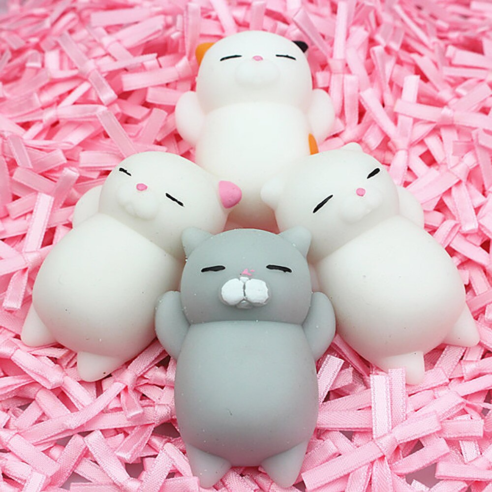 Desenhos animados 4 pçs bonito gato mochi squeezfigdet brinquedo autismo necessidades especiais aliviar o estresse decompressiontoy presente interessante para crianças