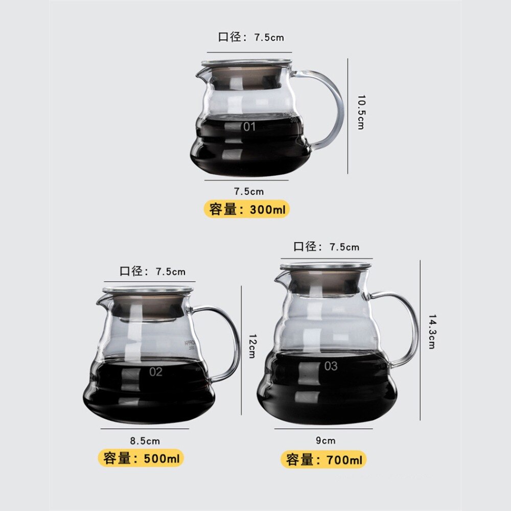 Nube en forma de taza de café el café tetera de vidrio resistente al calor tetera reutilizable café utensilios para café/300/500/700 ml