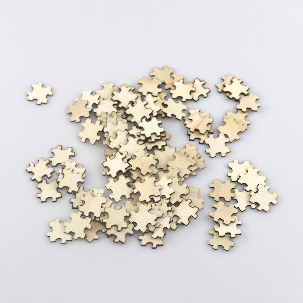 50pcs 20mm Unfinished Wooden DIY Jigsaw Puzzles Plain Puzzle Pieces Blank Puzzle Pieces for DIY Crafts, Arts, Card Making
