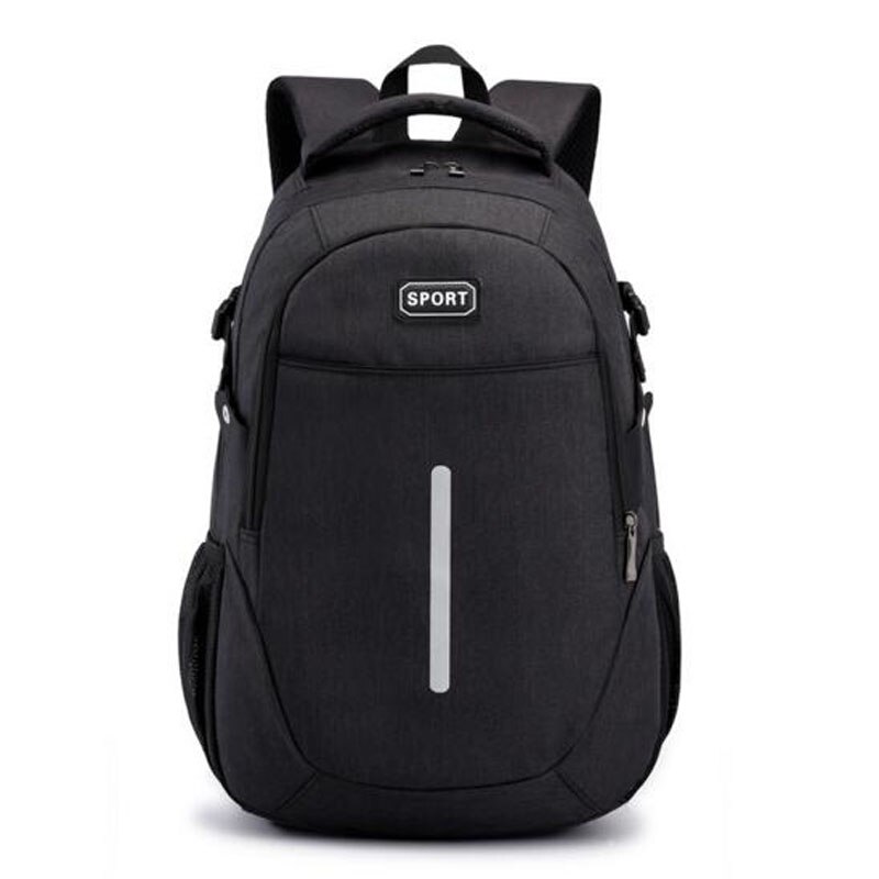 Teenagers School Bag Reflective Strip Boys Girls School Backpack Shoulder Bag Man Woman Backpack Travel Sport Bag Mochila: Black