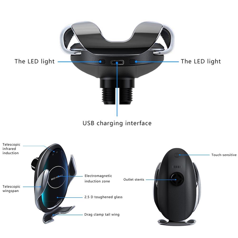Universele Draadloze Oplader Auto Touch Sensing Automatische Intrekbare Clip Snel Opladen Voor Mobiele Telefoon Snel Opladen