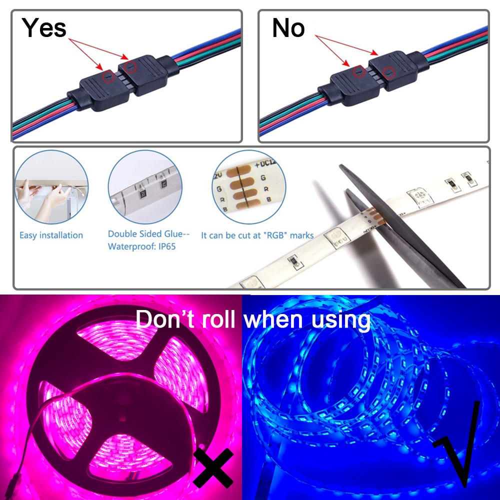 Music LED Strip Lights, Wireless LED Light Strips 10M SMD 5050 2835 Music Controller LED RGB Tape Lights no Waterproof