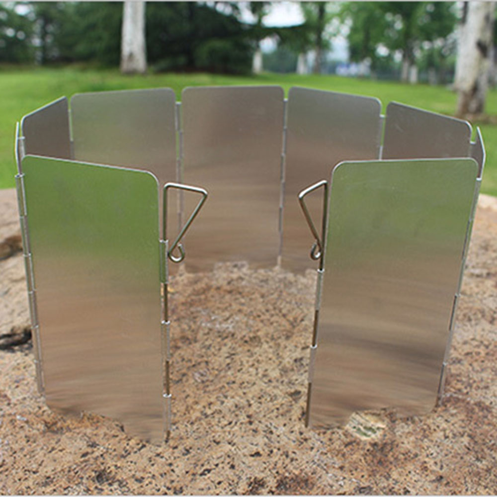 9 Plates Foldable Stove Windshield Screens Outdoor Camping Cooking BBQ Gas Stoves Aluminium Alloy Wind Screen Camping Equipment