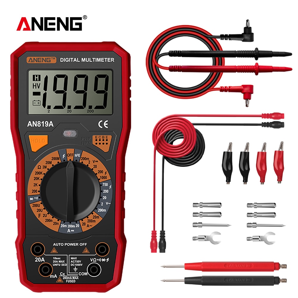 ANENG AN819A Digital Multimeter esrmeter true rms digital multimeter tester voltmeter battery tester multimetro richmet: Red 2