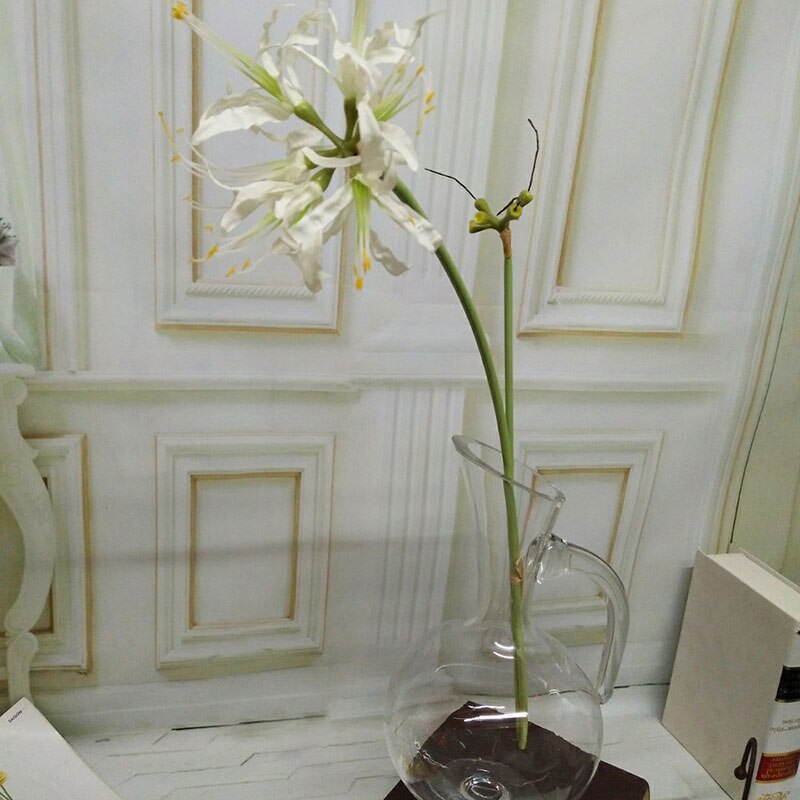 Fleurs artificielles higanbana, 2 fourchettes, simulation de branches d'orchidées, décoration de mariage à domicile: white