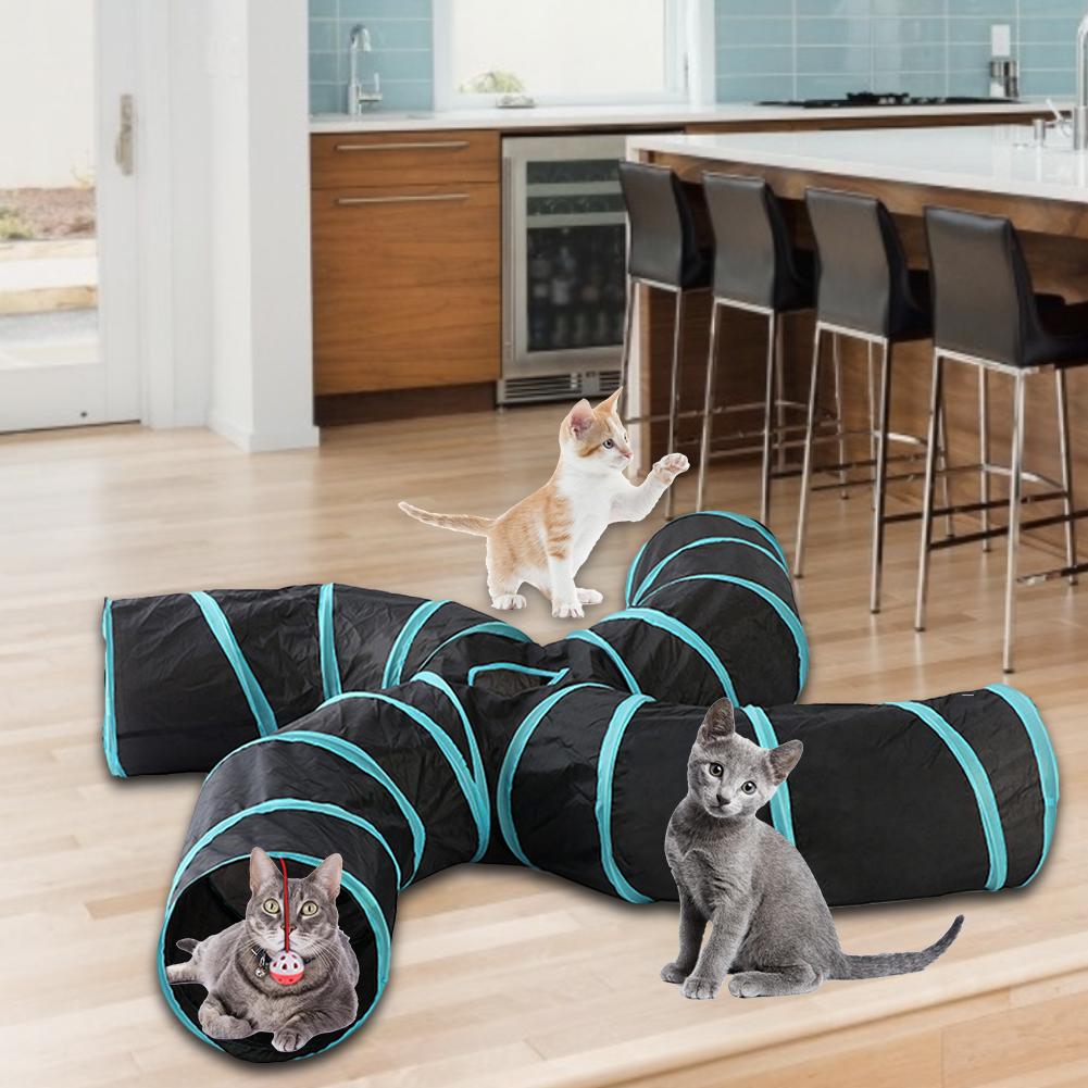 Pet Cat Toy Pet Collapsible Pet Tunnel Toys S-type Four-channel Cat Tent Play Tunnel Support
