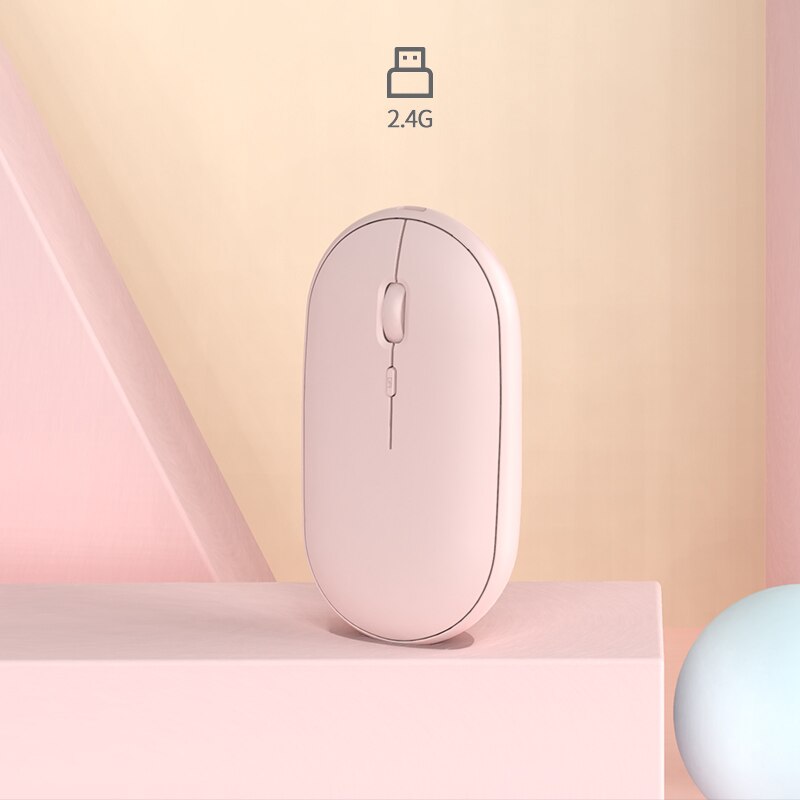 Ultra Slim Mini Bluetooth Mouse Wireless 1600 DPI Gaming Mouse For Macbook Pro Candy Color Rechargeable Computer Silent Mouse: 2.4G Pink