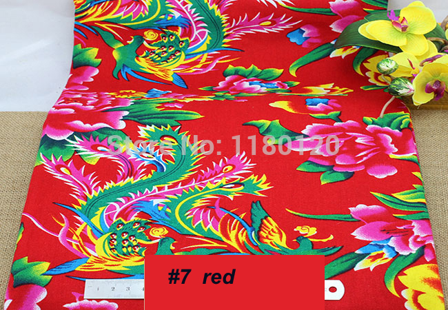 Tissu textile imprimé de phénix chinois, à motif de pivoine, 50cm x 160cm, pour literie