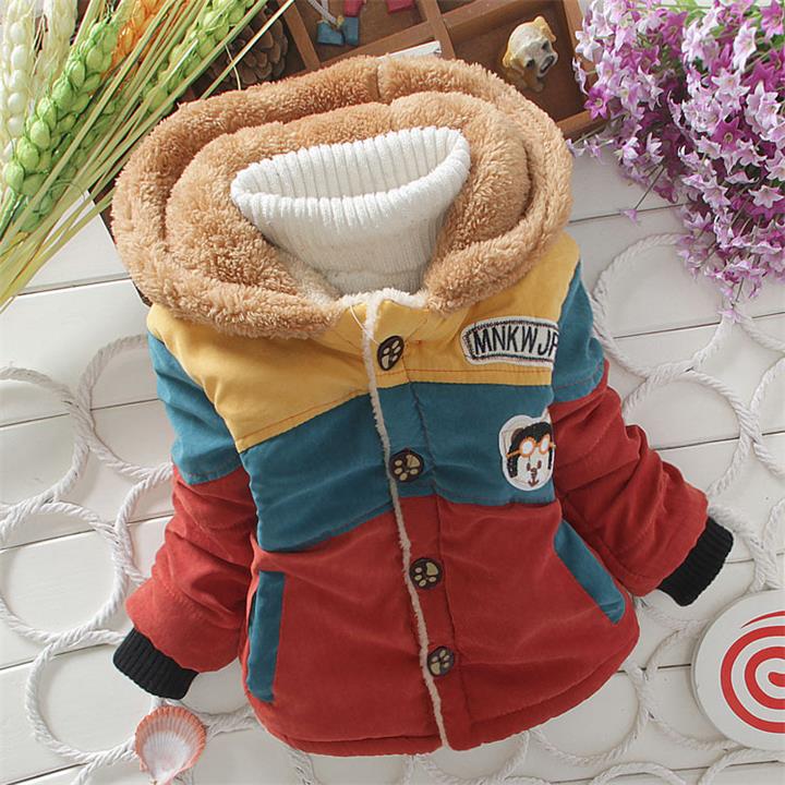 Kinderjas cartoon baby jongens winterjassen lange mouw jas jongens warme babyjas winter bovenkleding dikke jongenskleding: 13-18 maanden / Rood