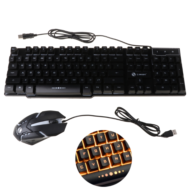 GTX300 USB Wired 104 Keys RGB Backlight Ergonomic Gaming Mouse Keyboard Combos Set: orange black