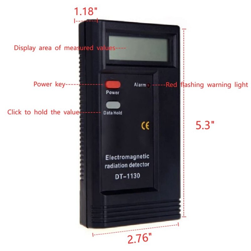 GTBL EMF Meter Hand-Held LED Digital Electromagnetic Field Basic Radiation Detector, EMF Reader Checker, Included Battery