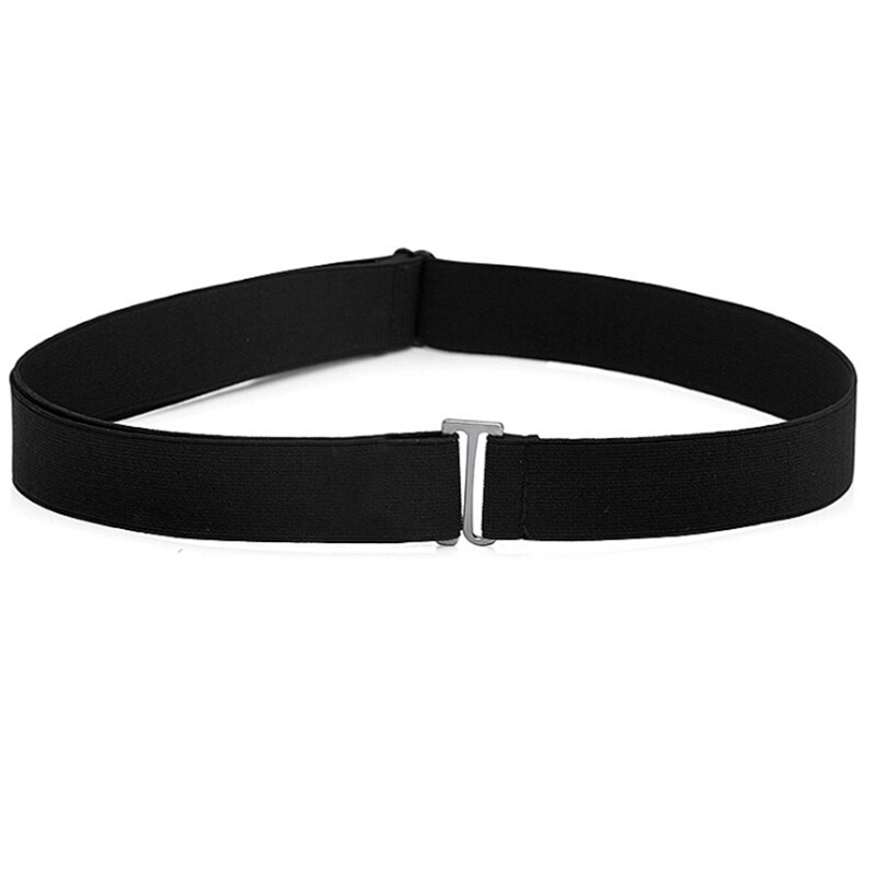 Women Invisible Belt Buckle Plastic Comfortable Elastic Belt For Women Men Adjustable No Show Web Belt For Jeans: BK