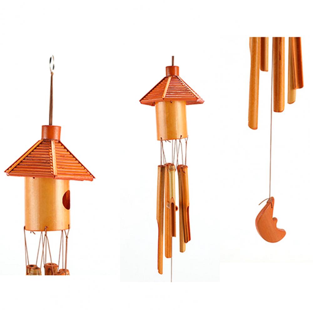 Wind Chime Bird Nest Pavilion Shape Hanging Bamboo Lightweight Decoration Windchime for Home