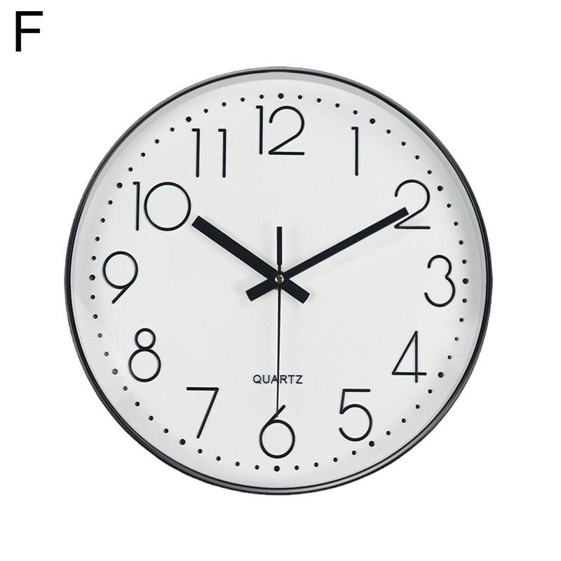 Świecący zegar okrągły zegar cyfrowy cichy zegarek kwarcowy 10 ''zegary ścienne proste wiszące zegary ścienne dekoracja robić domu robić sypialni: F