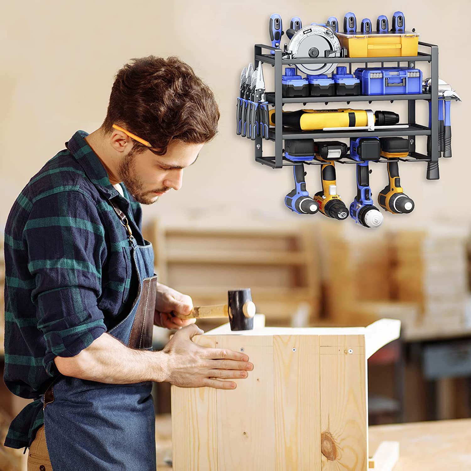 Elektrisch Gereedschapsrek Elektrische Boorhouder Wandmontage Organizer Sleutel Werkplaats Schroevendraaier Opbergplank Accessoires