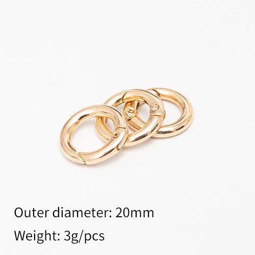 Anillo de resorte de Metal de 10 Uds., llavero con apertura, bolso de cuero, correa de cinturón, hebilla, cadena para perro, cierre de presión, Clip disparador, hebilla para equipaje D: 20mm-Rose Gold