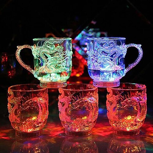 LED Flashing Color Change Water Activated Light Up Dragon Beer Whisky Cup Mug