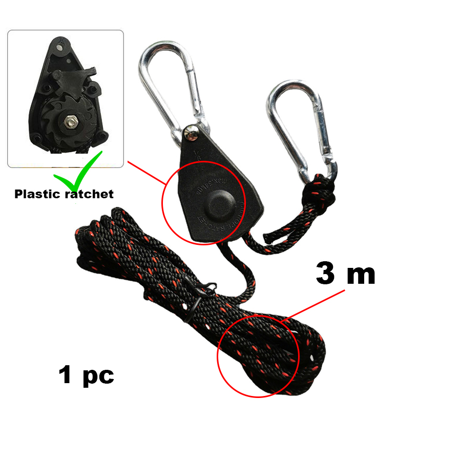 2/3/5m rep 1/8 spärrhake markis vindrep tältrep fästelement fast spänne remskiva galgar lätt lyftverktyg växtodlingsrep: Röd