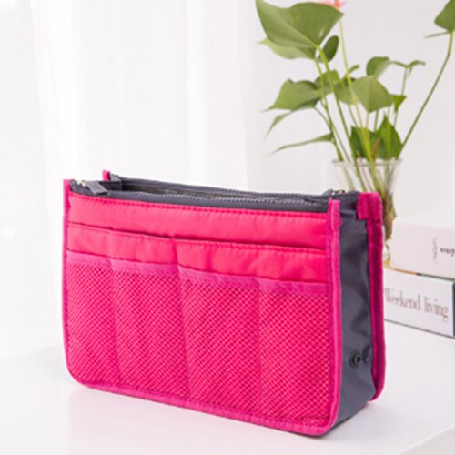 Estuche de maquillaje portátil, compacto y transparente para mujer y Chica, neceser, Kits de viaje, bolsa de almacenamiento para lavado de ojos: rose red