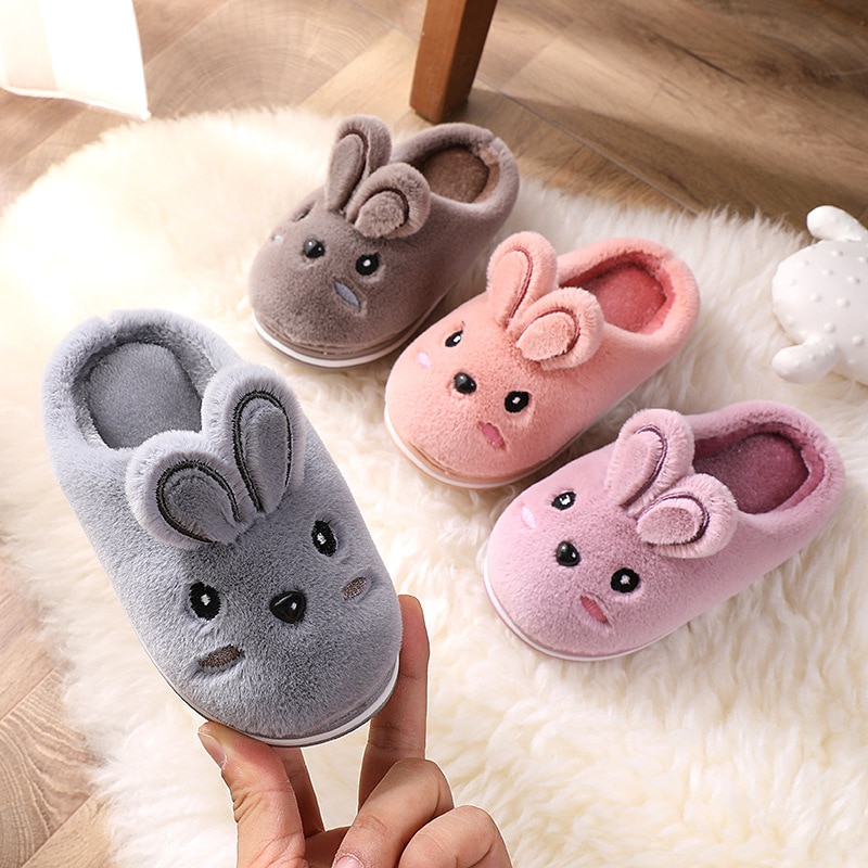 Vinter barn tøfler tegneserie småbarn jenter flip flop plysj lysbilder baby gutter innendørs sko varmt hus barn tøfler