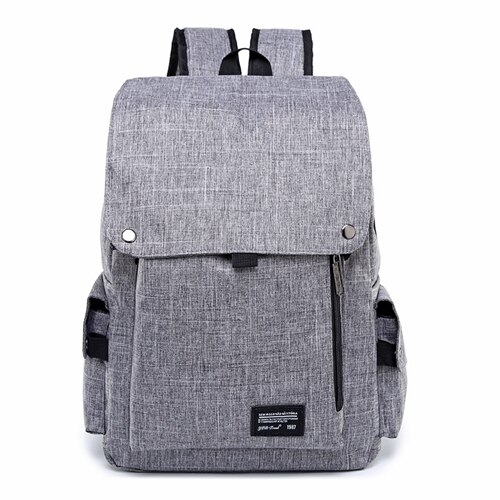 Zenbefe enkel linned rygsæk mænd skoletaske laptop rygsæk rejse rygsæk afslappet stachels rygsæk mochila tasker: Grå