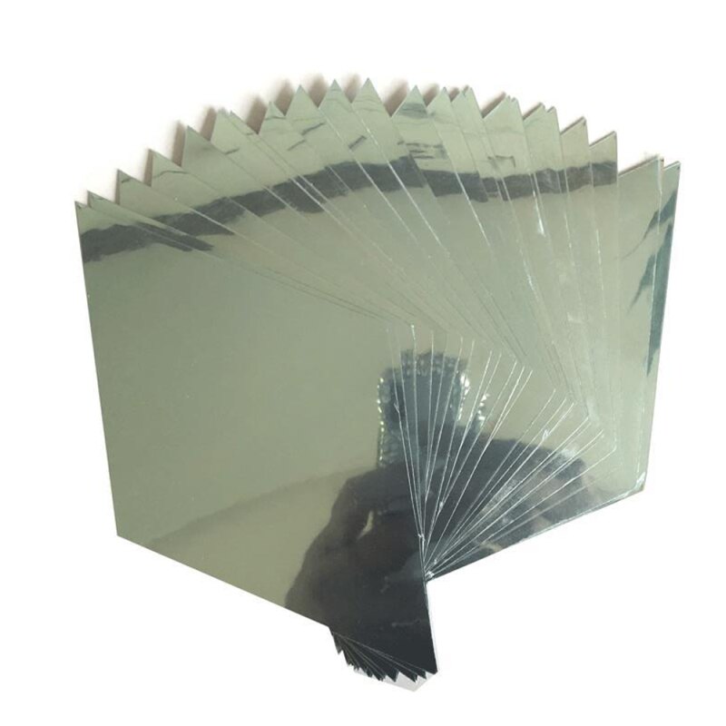 4 Stuks Vierkante Spiegel Tegel Muur Sticker Zilver Diy Muurstickers Mozaïek Badkamer Spiegel Sticker Muur Papier Zelfklevende Thuis decor