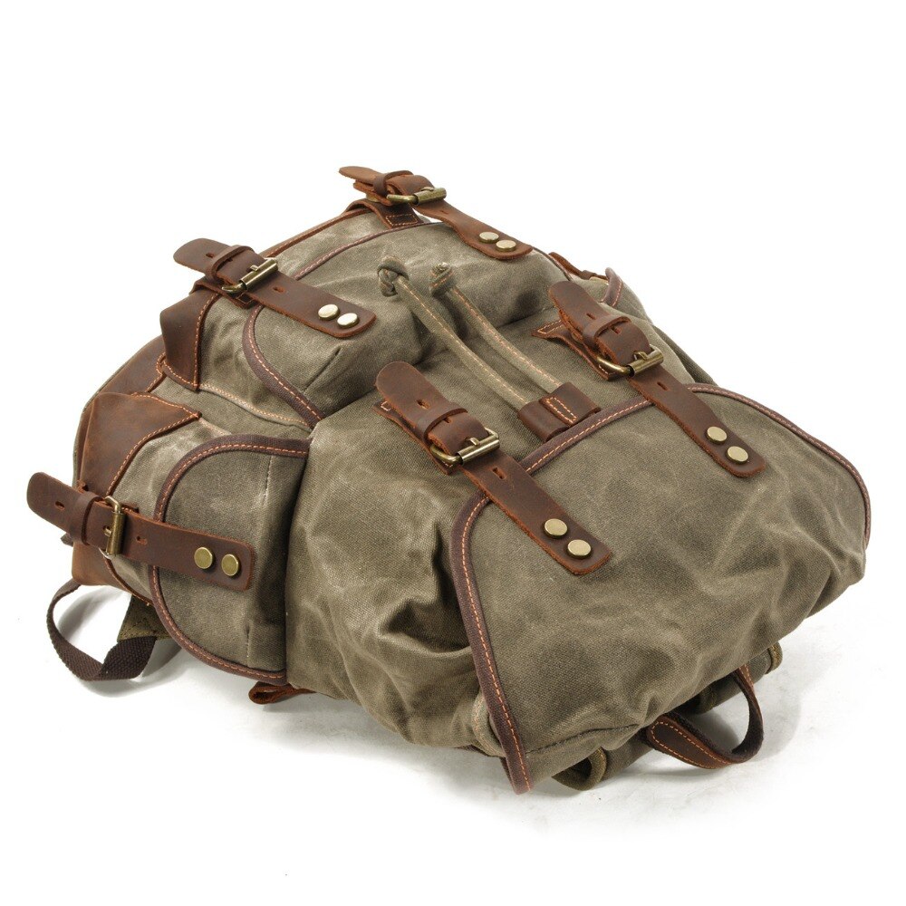 Vintage Tas Canvas Lederen Rugzakken Voor Mannen Laptop Daypacks Waterdichte Canvas Rugzakken Grote Waxed Bergbeklimmen Travel Pack