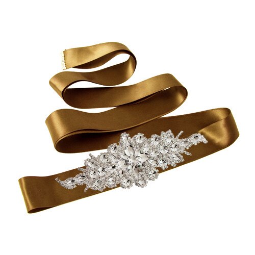 Rhinestone Beaded Women's Belt Wedding Belt Accessories Bride Bridesmaid Bridal Sashes Belts For Evening Party Prom Gown Dress: Brown