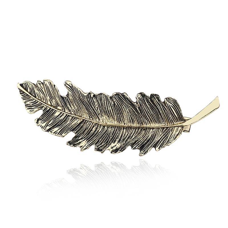 Innovant nouveaux accessoires de cheveux prêle épingle à cheveux Vintage personnalité plume feuille printemps Clips latéraux donner des aux filles: Bronze