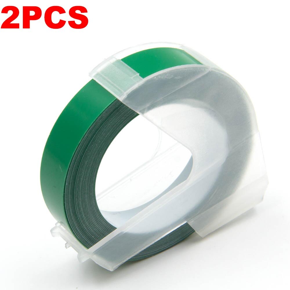 Absonic 2PK 9mm 3D Embossing PVC Label Tapes Compatible Dymo 1610 1880 12965 Manual Label printers for Motex E101 Label Makers: White on Green