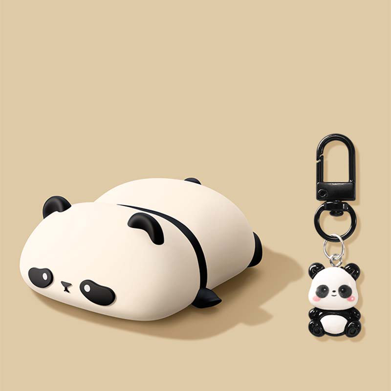 Leuke Liggende Panda Hoofdtelefoonhoes Voor AirPods 4 (2024) Airpod Pro 1 2 3 Bluetooth Oordopjes Oplaaddoos Beschermende Oortelefoonhoes