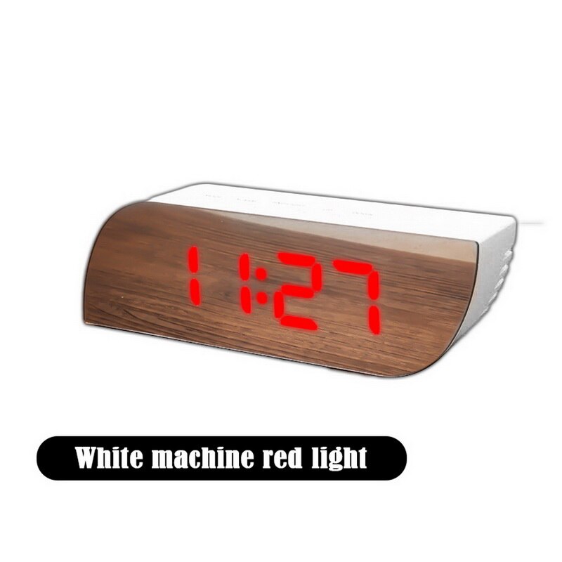 Veilleuses numérique miroir horloge LED réveil batterie utilisation température Snooze fonction bureau horloges Table horloge décor à la maison: Black
