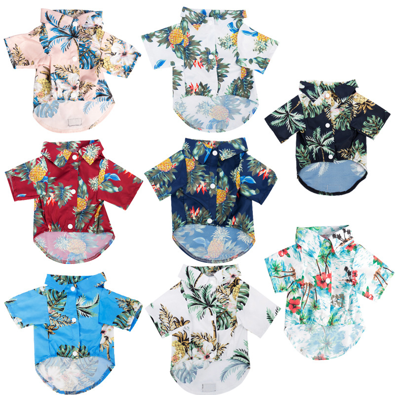 Zomer Dog Shirt Kleding Cool Beach Hawaiian Style Hond Kat Shirt Voor Kleine Medium Grote Honden Puppy Kokospalm Afdrukken XS-5XL
