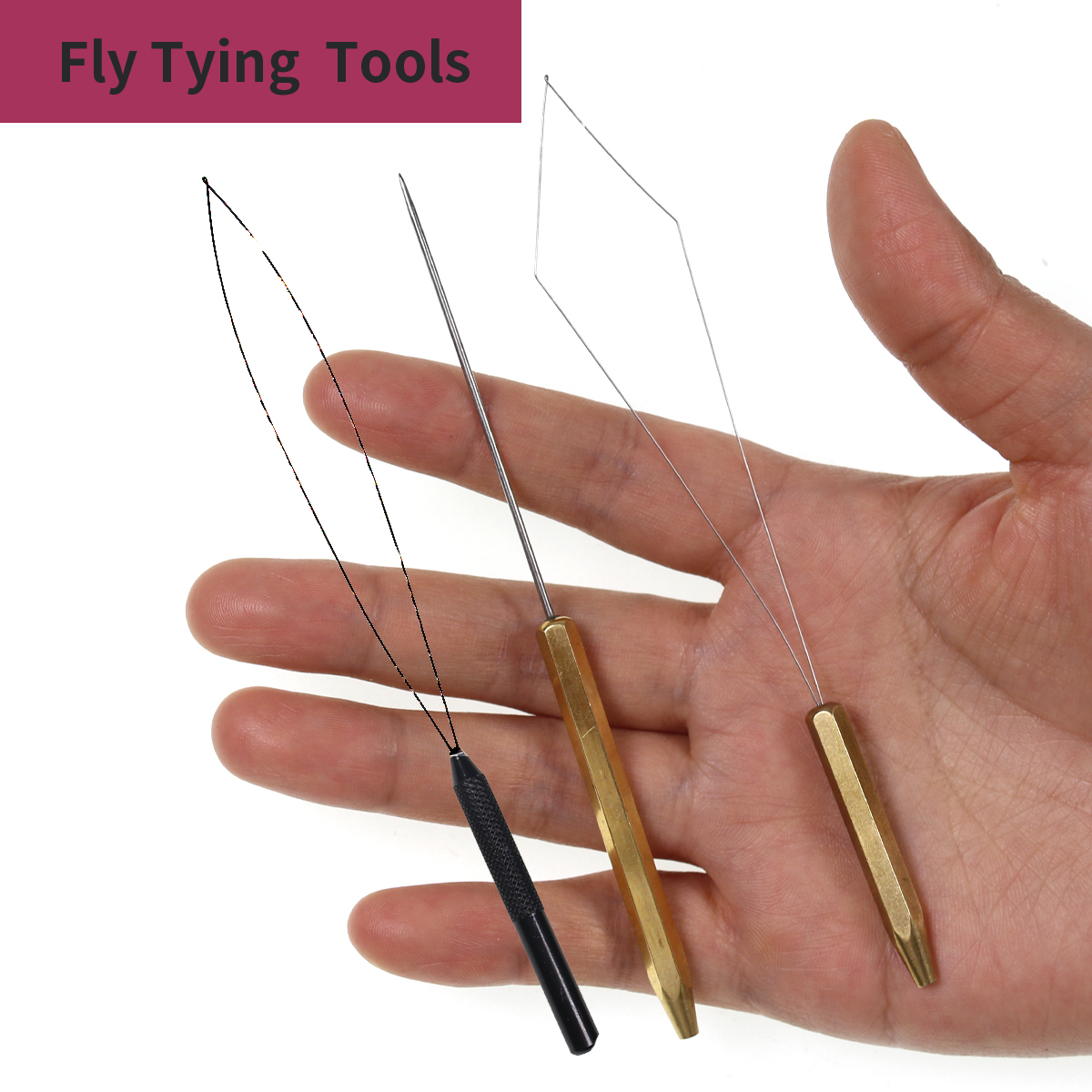 Wifreo fly tying tool bobbin threader with half hitch brass handle thread threading brass bodkin fly Fishing Tools