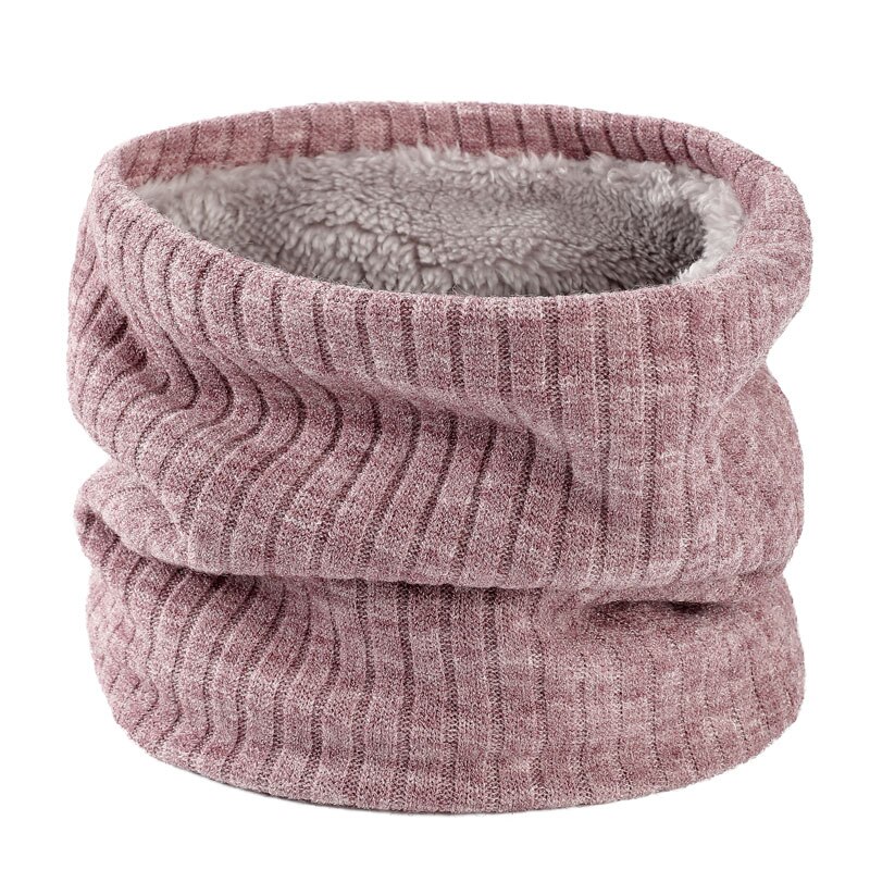 Foulard à rayures épaisses pour femmes et hommes, en velours, écharpe couleur unie, bonnet pour l'extérieur, protège cou, oreilles, bonnet d'hiver,: Pink