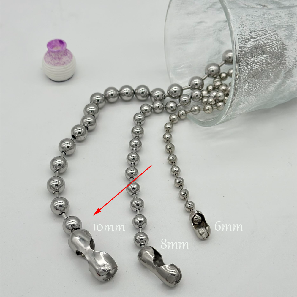 6/8/10mm Stainless Steel Ball Chain Layering Necklace for Women Men Oversize Chunky Chain Choker Grunge Aesthetic Y2K Necklace: 45cm / Steel color